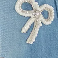 Girls 7-16 Bows Denim Skirt with Seams