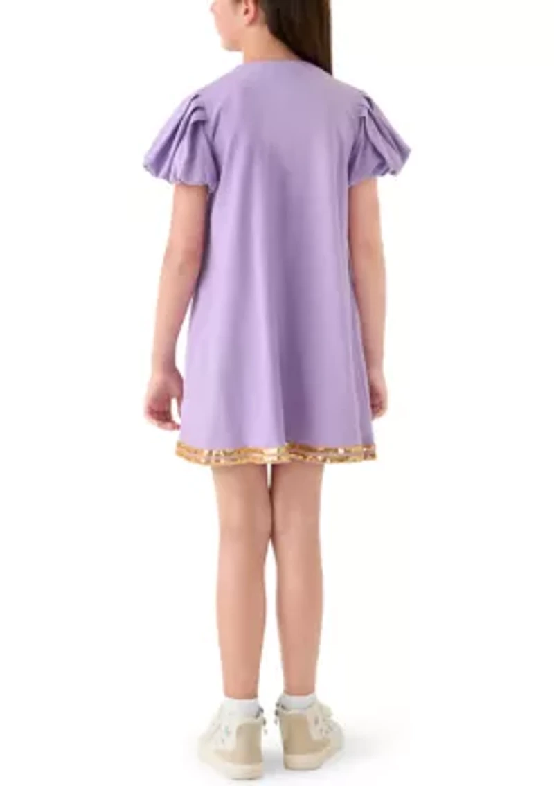 Girls 7-16 Sequin Football Bubble Sleeve Dress