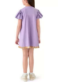 Girls 7-16 Sequin Football Bubble Sleeve Dress