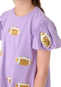 Girls 7-16 Sequin Football Bubble Sleeve Dress