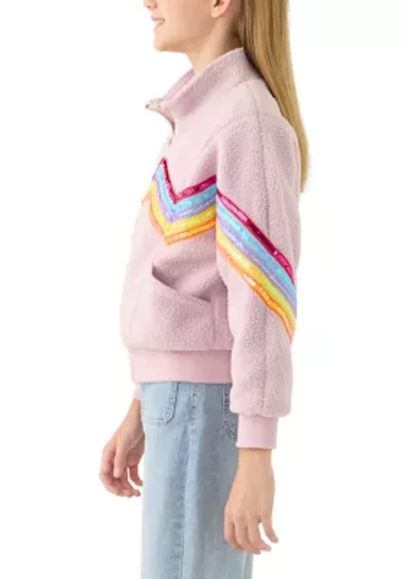 Girls 7-16 Sequin Rainbow Trim on Zip Front