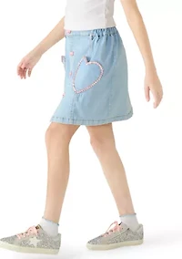 Girls 7-16 Denim Heart Skirt