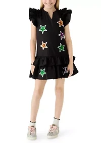 Girls 7-16 Star Applique Dress
