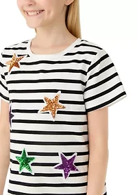 Girls 7-16 Star Striped Applique Dress