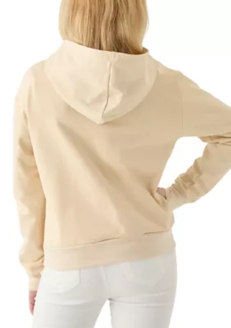 Girls 7-16 Zip Hoodie with Knit Panel
