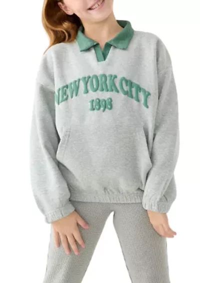Girls 7-16 New York City Varsity Collared Sweatshirt
