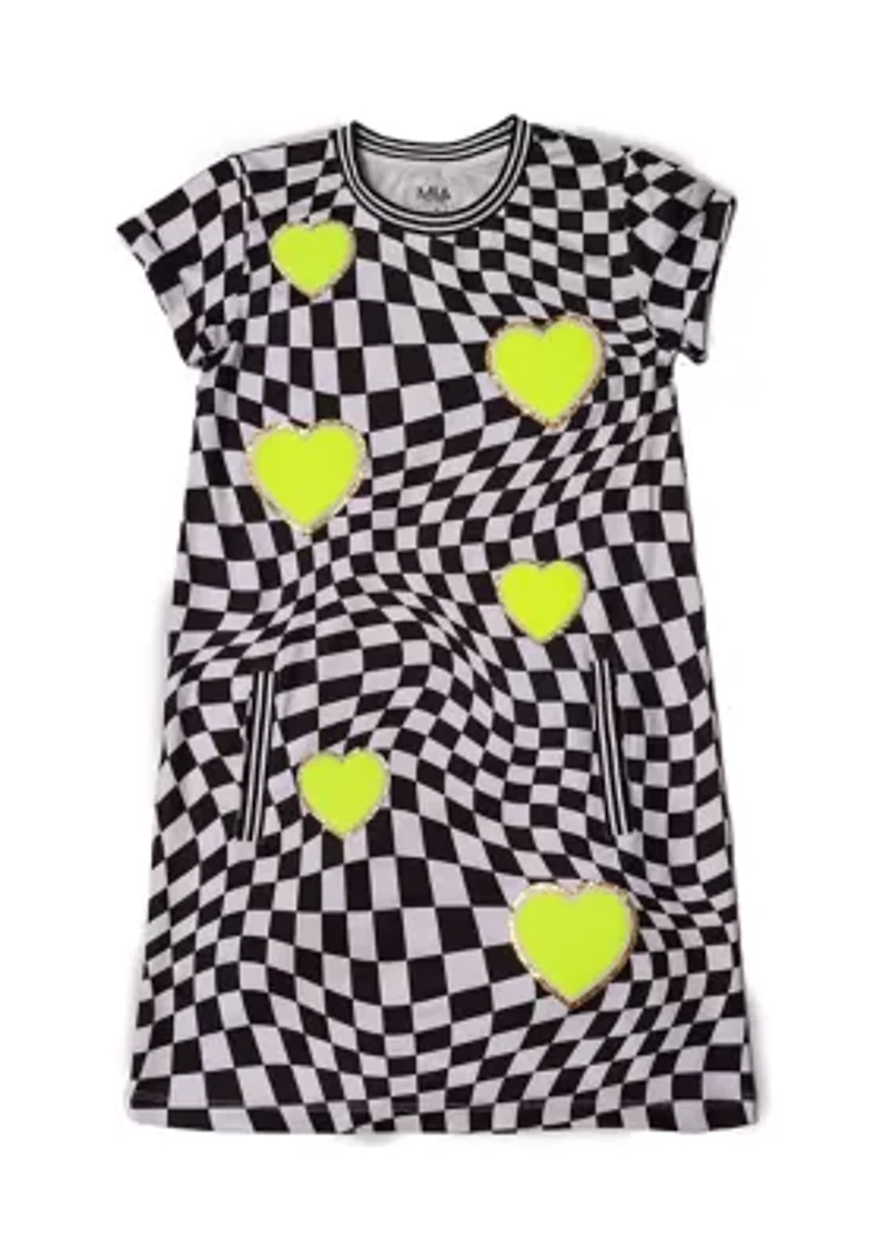 Girls 7-16 Groovy Hearts Printed Dress