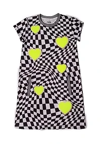 Girls 7-16 Groovy Hearts Printed Dress