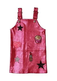 Girls 7-16 Icon Appliqué Overall Dress