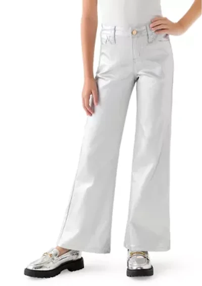Girls 7-16 Silver Metallic Wide Leg Pants