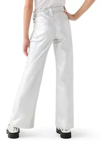 Girls 7-16 Silver Metallic Wide Leg Pants