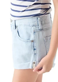 Girls 7-16 Baggy Shorts with Side Hike Rolled Hem