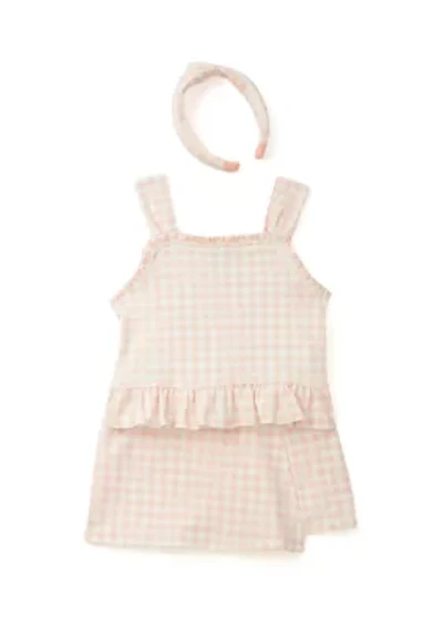 Girls 4-6x Gingham Wrap Skort Set