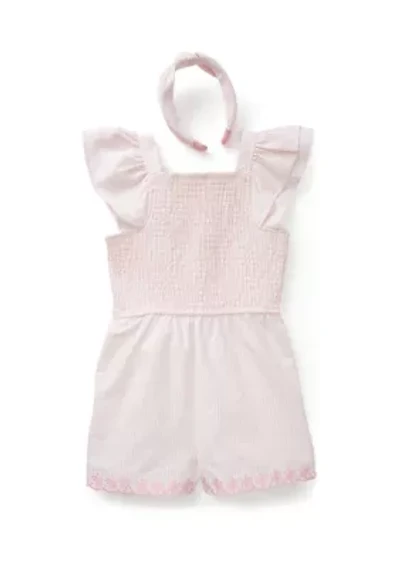 Girls 4-6x Eyelet Smocked Romper Set