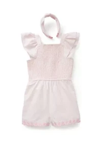 Girls 4-6x Eyelet Smocked Romper Set