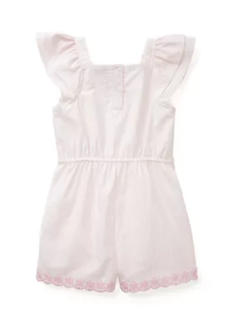 Girls 4-6x Eyelet Smocked Romper Set