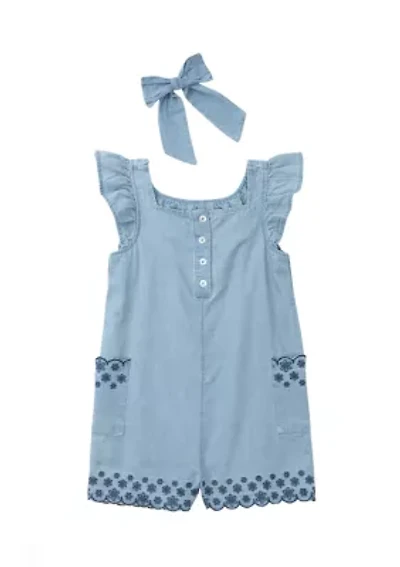 Girls 4-6x Chambray Romper