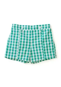 Girls 4-6x Eyelet Top and Gingham Skort Set