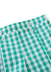 Girls 4-6x Eyelet Top and Gingham Skort Set