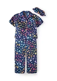 Girls 4-6X Whimsy Hearts Pajama Set with Sleep Mask