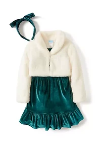 Girls 4-6x 2 Piece Faux Fur Jacket Dress Set