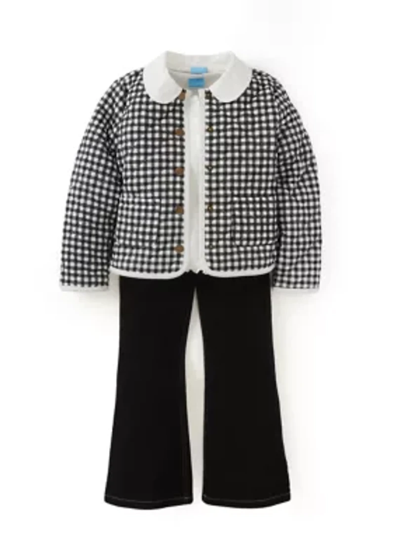Girls 4-6x Black and White Quilted Jacket Set