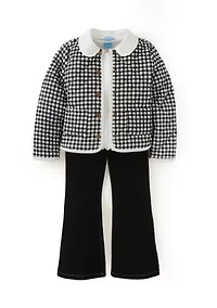 Girls 4-6x Black and White Quilted Jacket Set