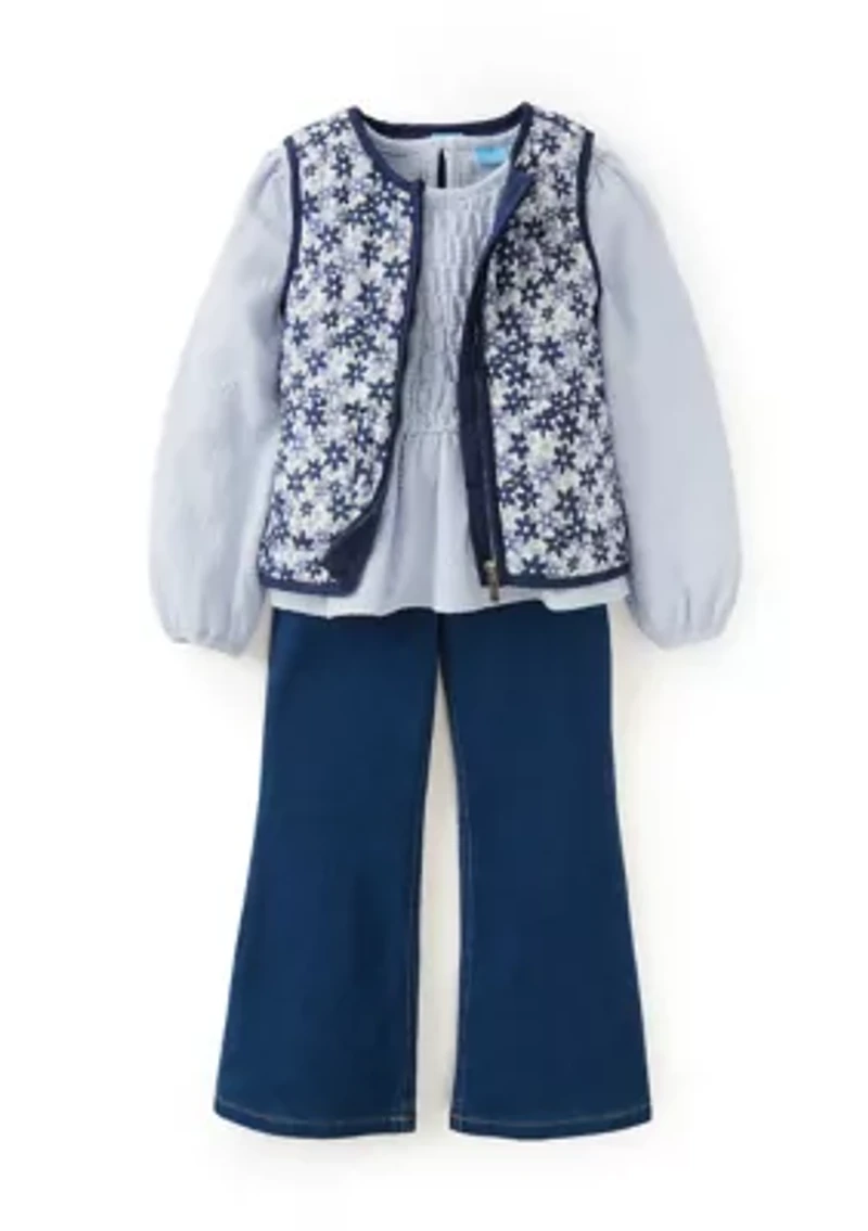 Girls 4-6x Floral Puffer Vest Set
