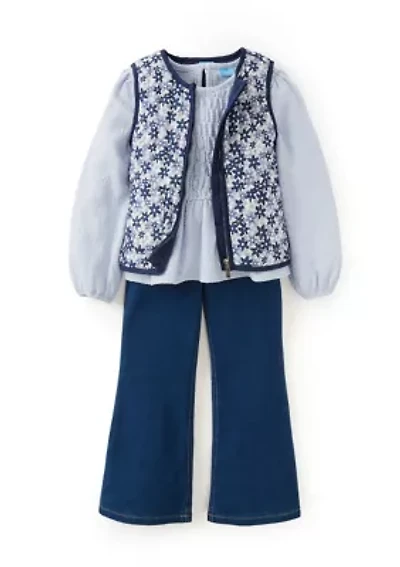 Girls 4-6x Floral Puffer Vest Set