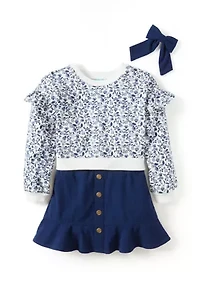 Girls 4-6x Floral Fleece Top with Skort