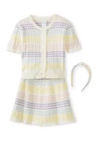 Girls 4-6x Striped Shirt and Skirt Sweater Set