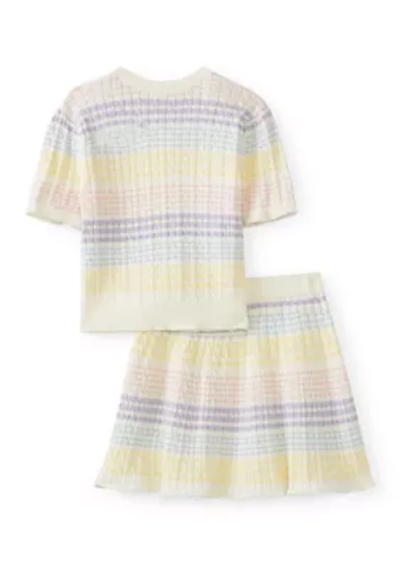 Girls 4-6x Striped Shirt and Skirt Sweater Set