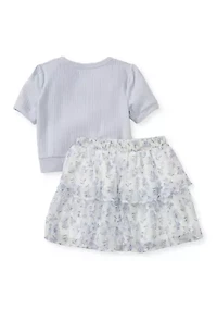 Girls 4-6x Floral Sweater and Skirt Set