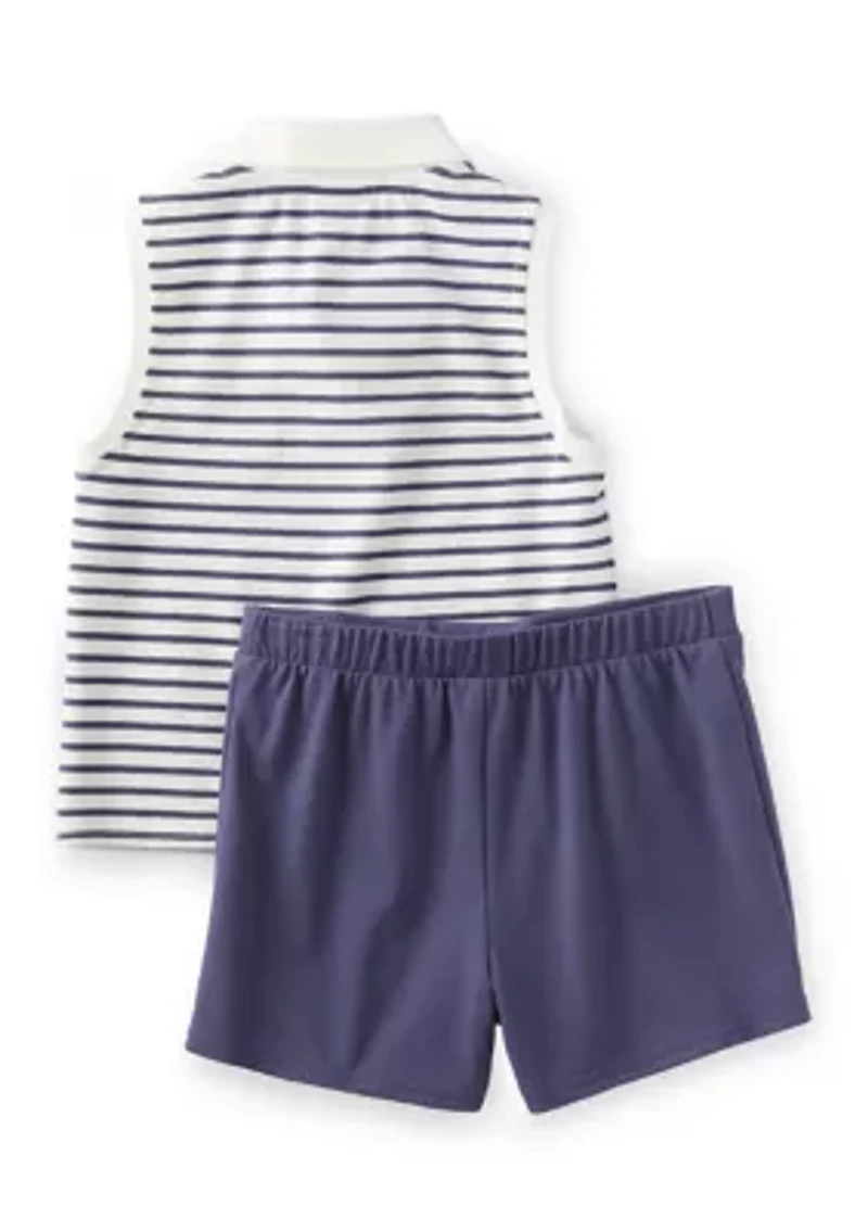 Girls 4-6x Striped Top and Wrap Skort Set with Bow