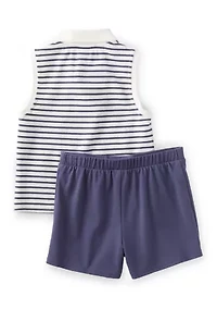 Girls 4-6x Striped Top and Wrap Skort Set with Bow