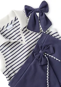 Girls 4-6x Striped Top and Wrap Skort Set with Bow