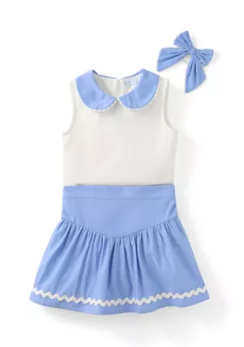 Girls 4-6x Piqué Top and Skort Set with Bow