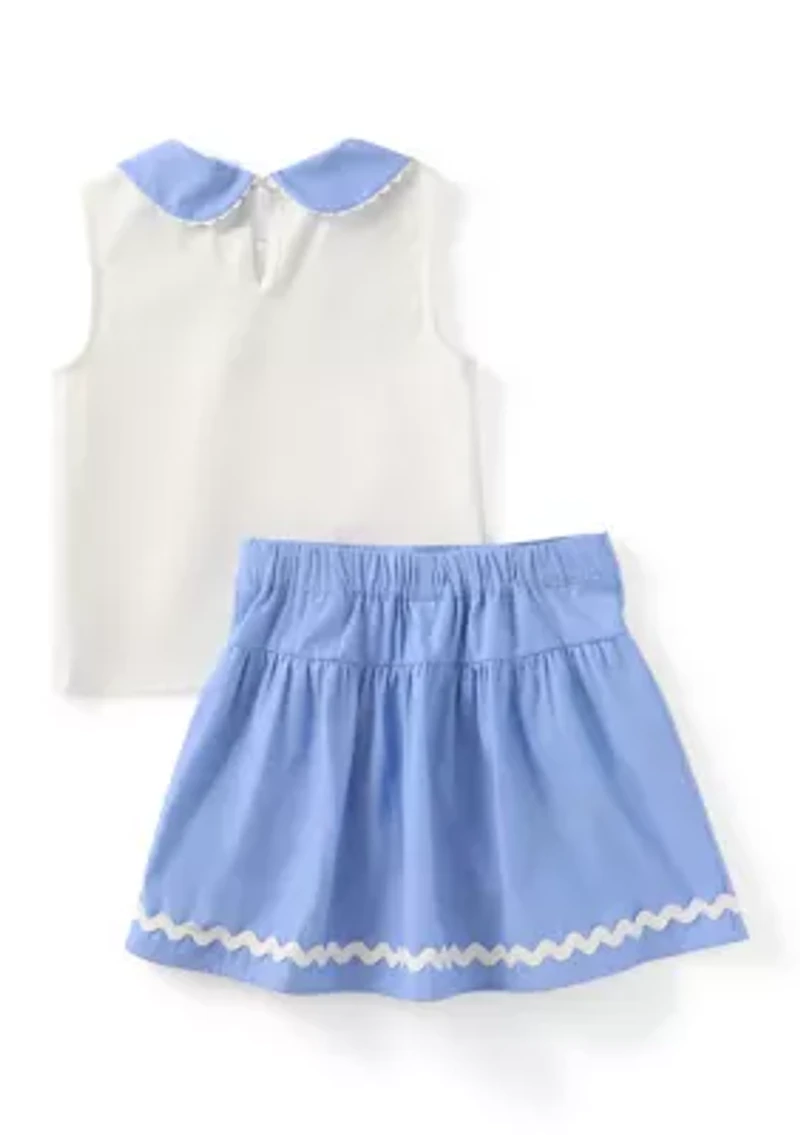 Girls 4-6x Piqué Top and Skort Set with Bow