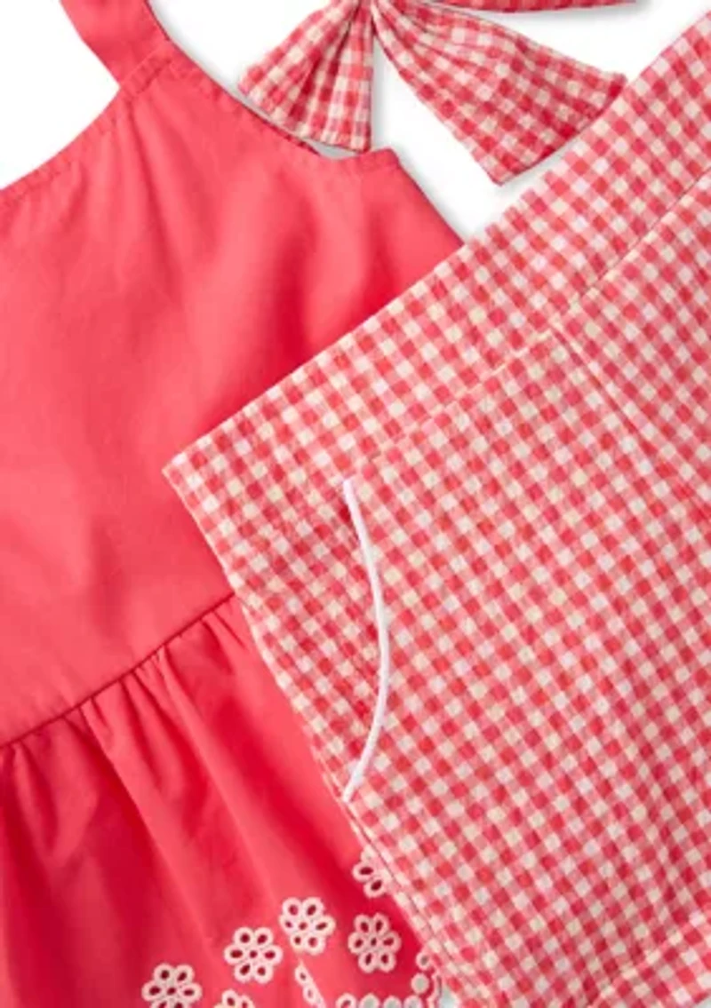 Girls 4-6x Gingham Tank Top and Shorts Set with Bow