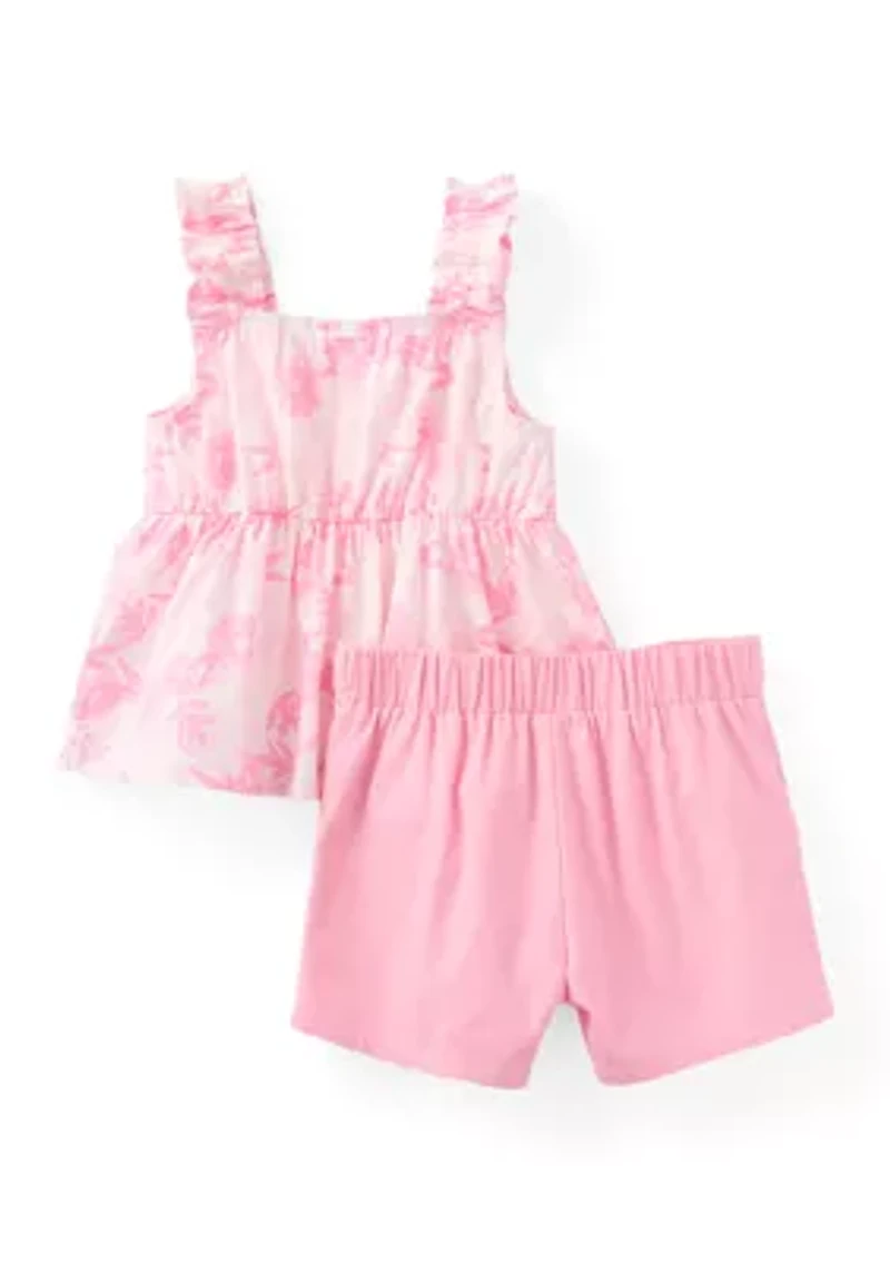 Girls 4-6x Smock Top and Shorts Set with Bow