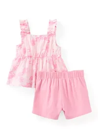 Girls 4-6x Smock Top and Shorts Set with Bow