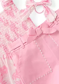 Girls 4-6x Smock Top and Shorts Set with Bow