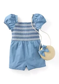 Girls 4-6x Chambray Romper