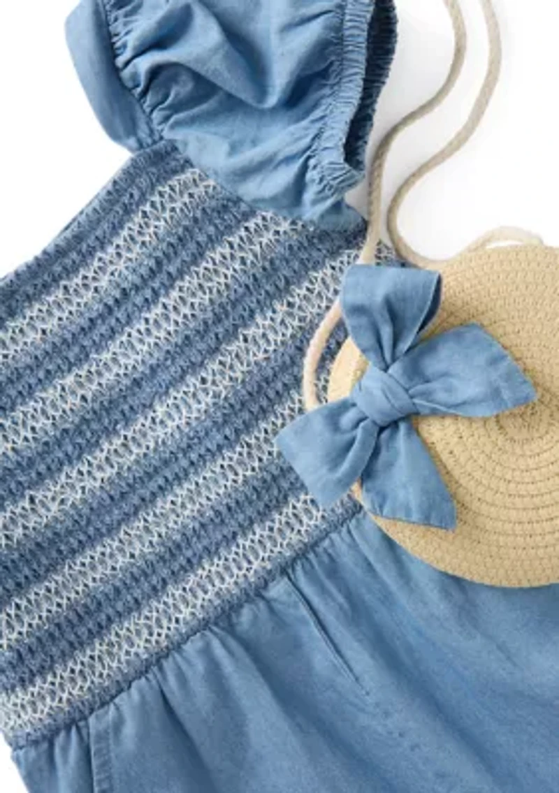 Girls 4-6x Chambray Romper