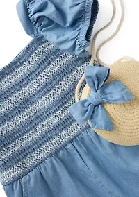 Girls 4-6x Chambray Romper