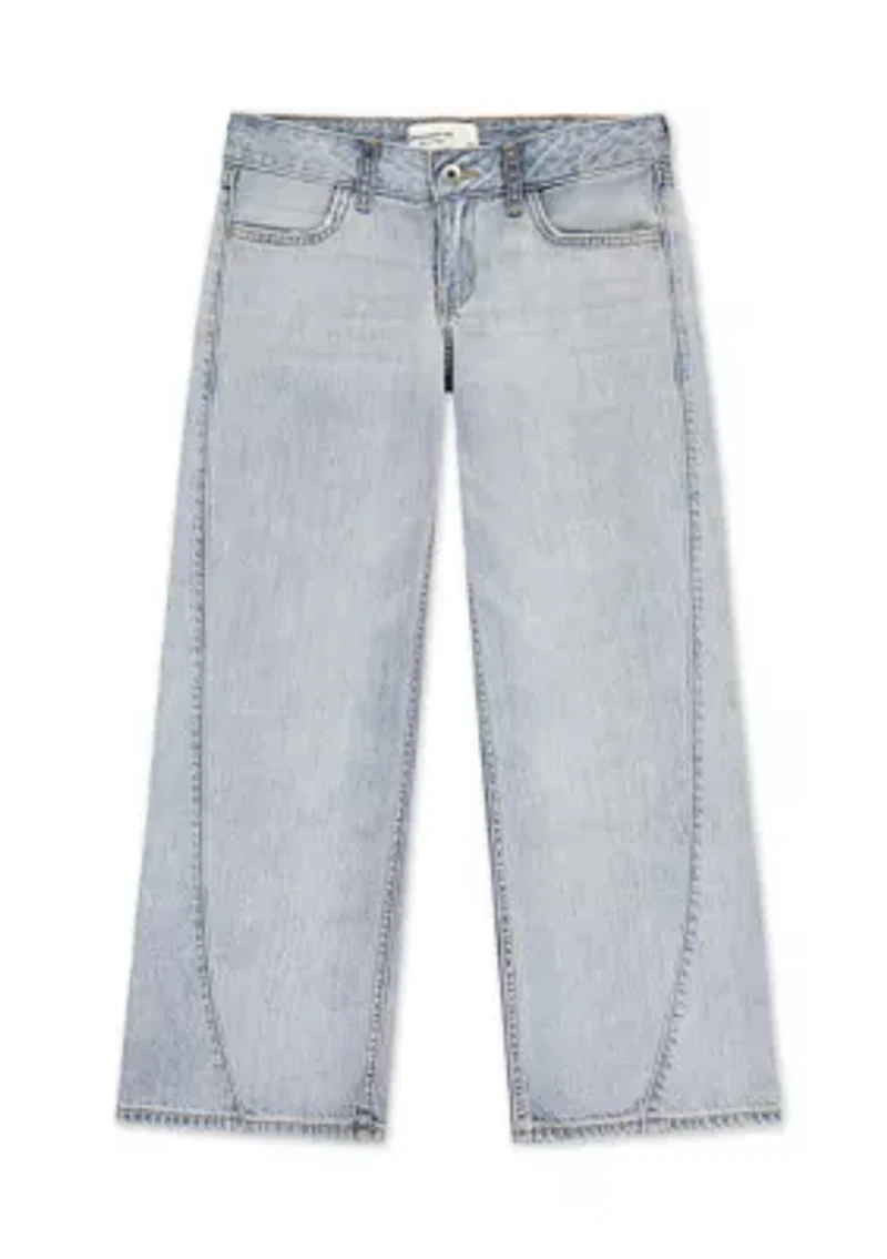 low rise seamed baggy jeans