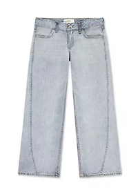 low rise seamed baggy jeans