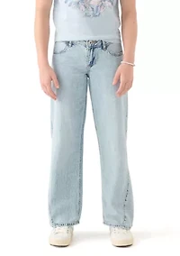 low rise seamed baggy jeans