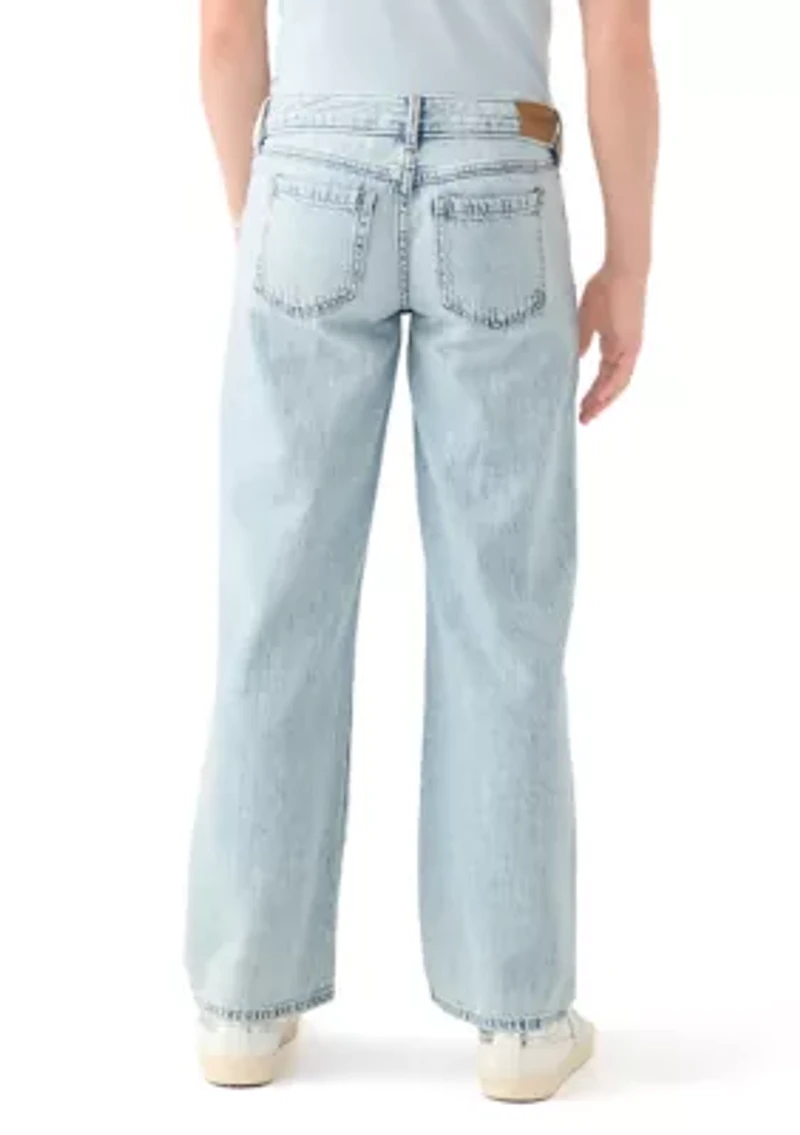 low rise seamed baggy jeans