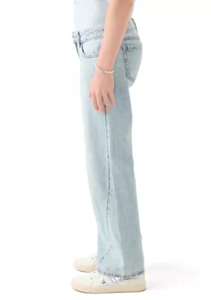 low rise seamed baggy jeans